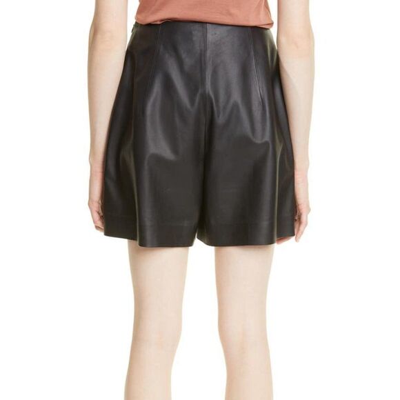 Vince Women's Black Leather Hidden Side Zipper Summery Style Shorts Size - Picture 4 of 16